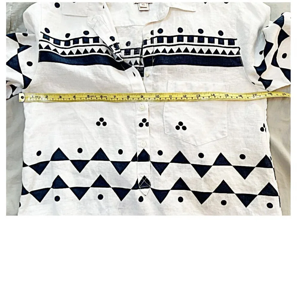 J. Crew 100 Percent‎ Linen Geometric Print Tunic Size XS Oversized